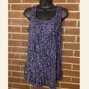 🛍️Van Heusen Women’s Tank Top Dots Ruffles Purple Blue~Size Small